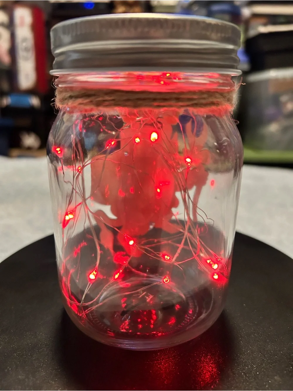 XMAS KRAMPUS FAIRY-LIGHT DECOR JARS/16OZ/7 FEET OF RED LIGHTS/HANDMADE/PICK ONE!